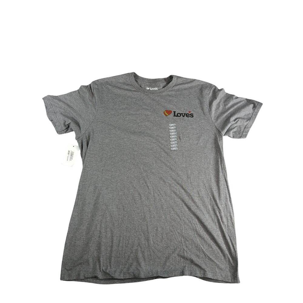 NEW Loves Travel Stop Shirt Mens 2XL XXL Gray T-Shirt Short Sleeve Tee NWT